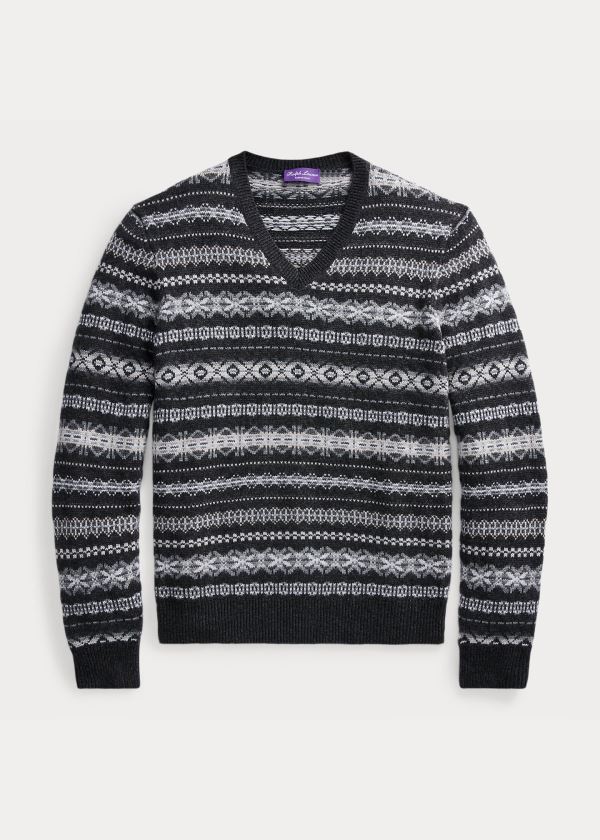 Sueter Ralph Lauren Hombre Grises Oscuro - Fair Isle Cashmere - HUGAE4083